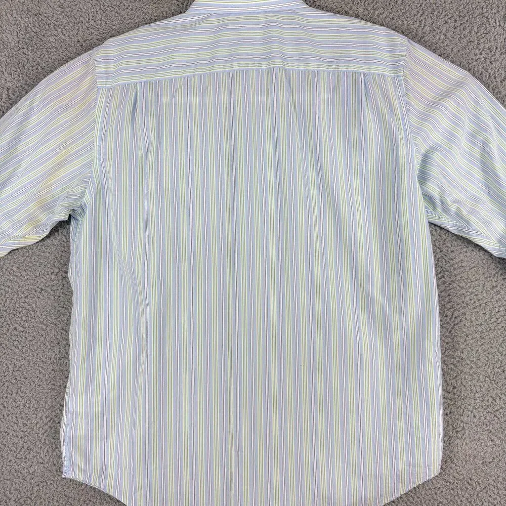 Banana Republic Shirt Mens 15 15.5 Blue White Stripe Shirt Business Casual Prepp